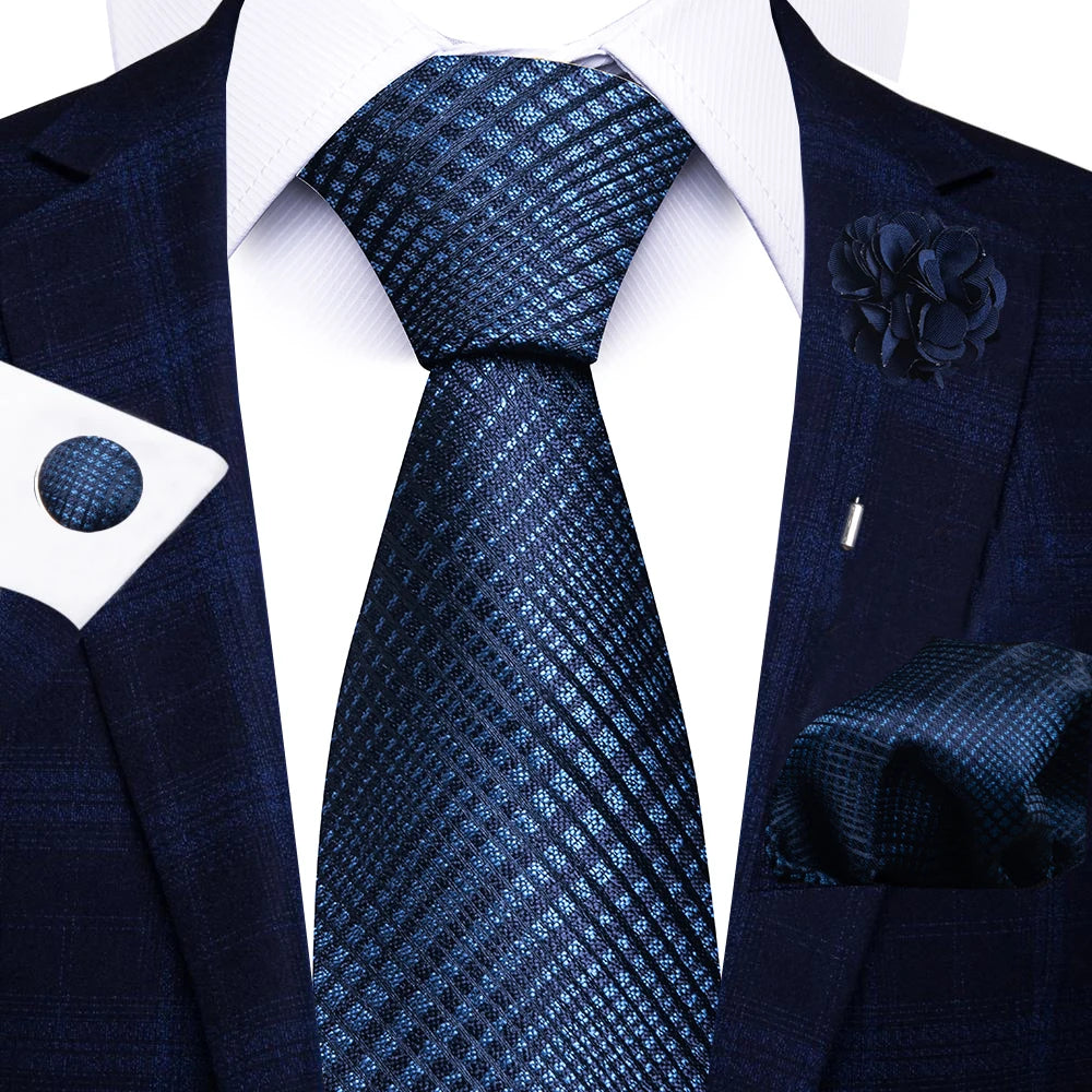 8cm Tie Handkerchief Cufflink Pin Necktie Set