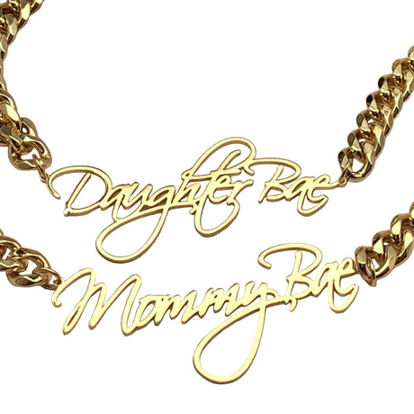 8mm Cuban Customized Cursive Nameplate Necklaces