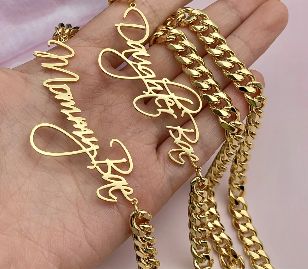 8mm Cuban Customized Cursive Nameplate Necklaces