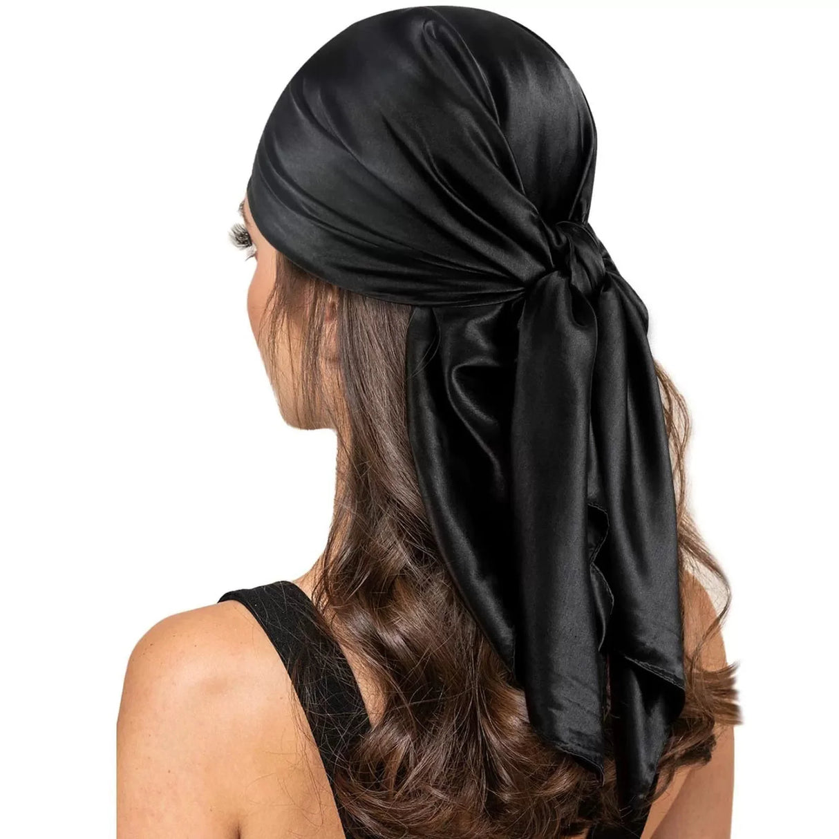 Black 90*90cm Silk Scarf Scarf top Headwraps
