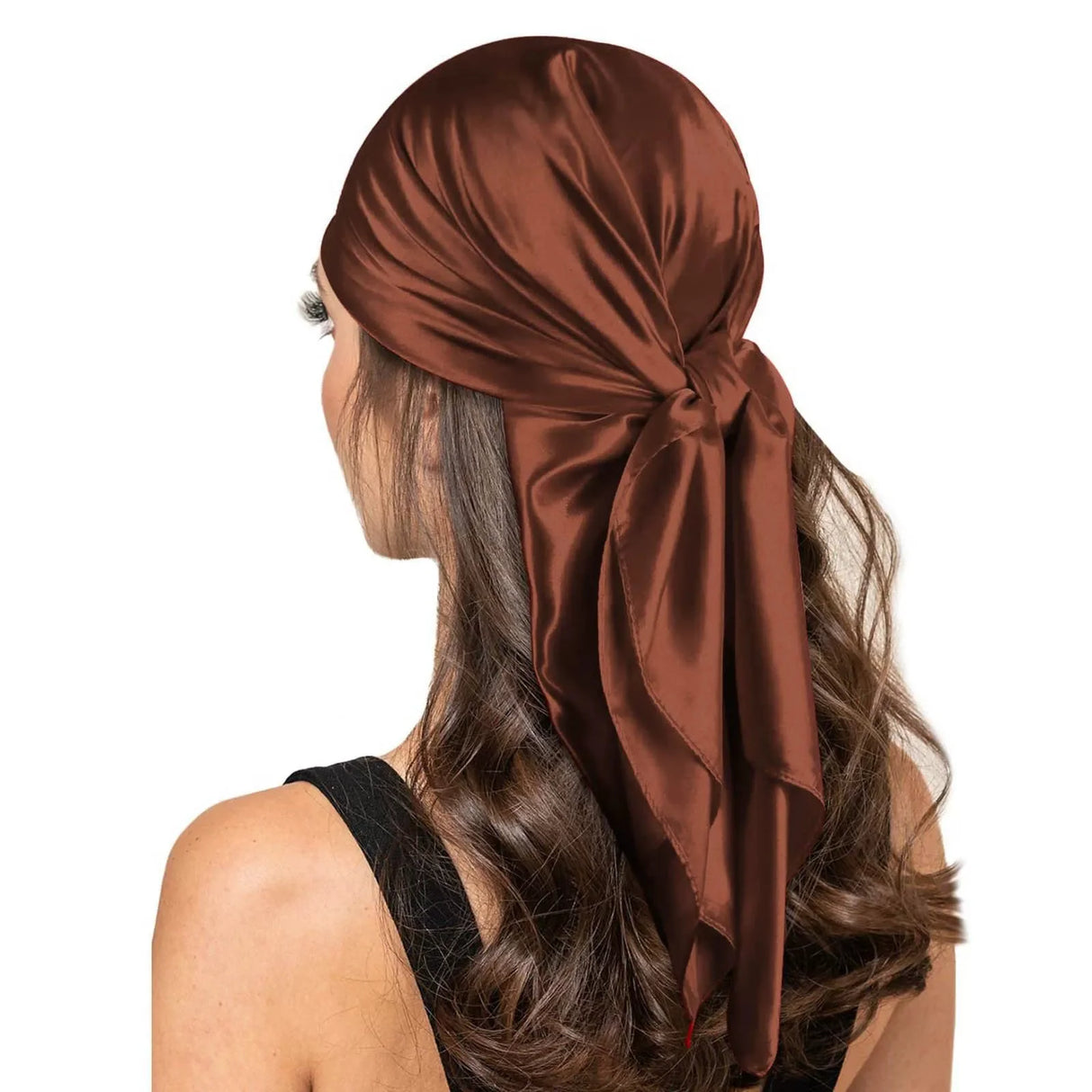 Brown 90*90cm Silk Scarf Scarf top Headwraps