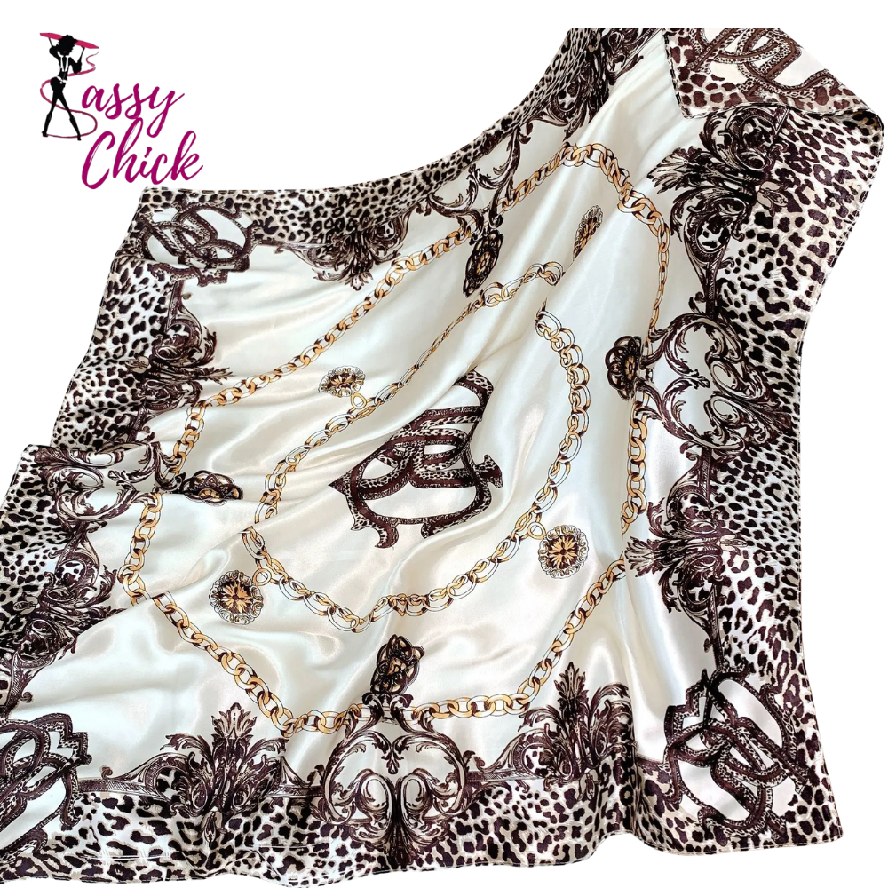 90*90cm Square Silk Scarves Ladies Shawl Bandanna Sassy Chick Logo