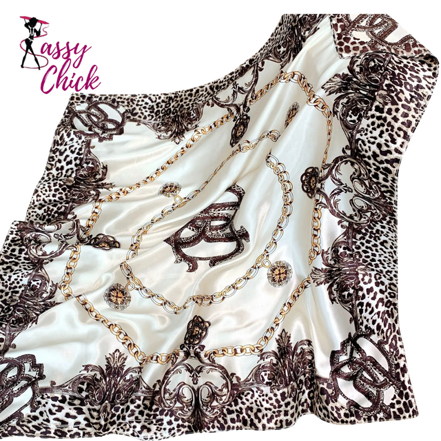 90*90cm Square Silk Scarves Ladies Shawl Bandanna Sassy Chick Logo
