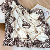 leopard pattern silk scarf