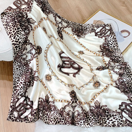 leopard pattern silk scarf