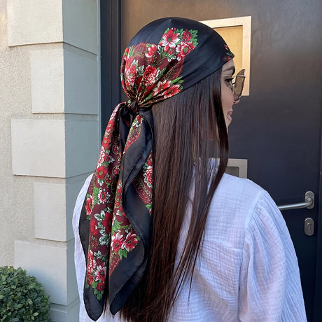 90cm Beautiful Paisley Foulard Soft Satin Shawl