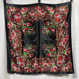Black 90cm Beautiful Paisley Foulard Soft Satin Shawl