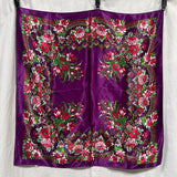 Purple 90cm Beautiful Paisley Foulard Soft Satin Shawl