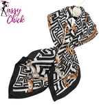90cm Silk Satin Square Ladies Headband Neckerchief Foulard Sassy Chick Logo