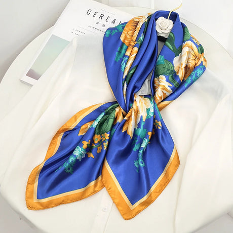 blue gold floral design ladies headband