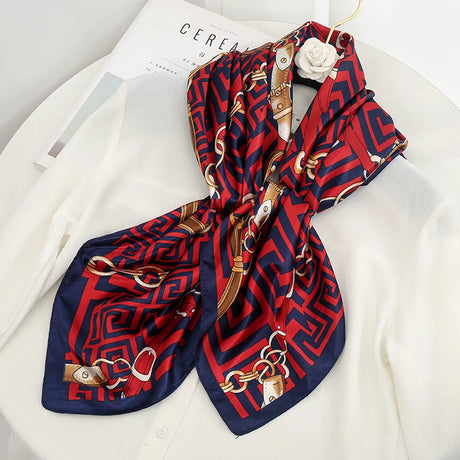 red blue geometric design ladies headband