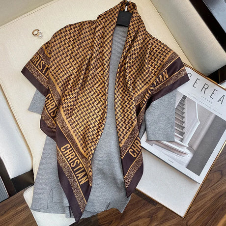 brown geometric design ladies headband