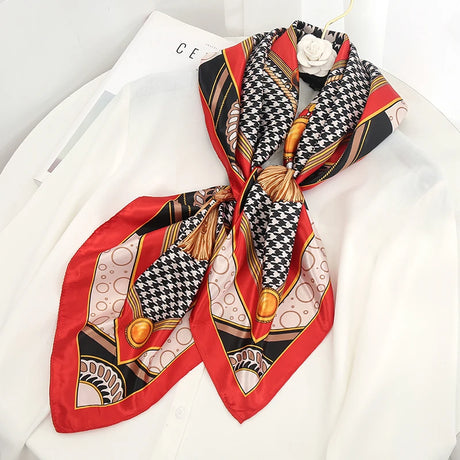 red geometric design ladies headband