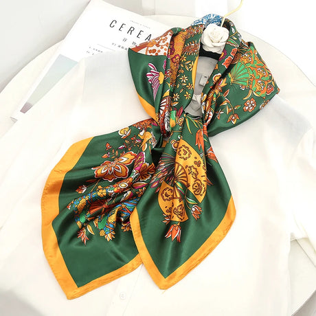 green orange floral design ladies headband