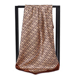 Brown 90cm Square Hair Foulard Silk Headwraps Luxury Bandana