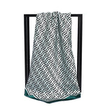 Green 90cm Square Hair Foulard Silk Headwraps Luxury Bandana