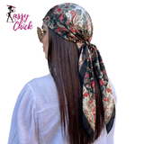 90cm Women Luxury Satin Print Hijab Scarves Sassy Chick Logo