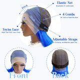 13x4 Brazilian Straight Hair Wig Blue Bob Human Hair