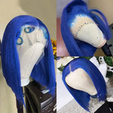 13x4 Brazilian Straight Hair Wig Blue Bob Human Hair
