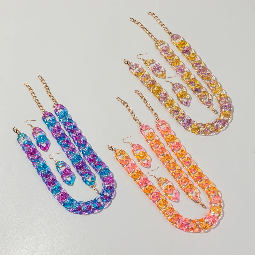 Collection of Acrylic Color Transparent Gradient Jewelry Set