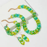 Green Acrylic Color Transparent Gradient Jewelry Set