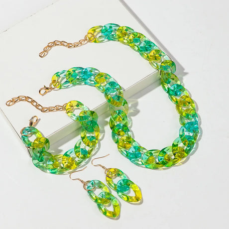 Green Acrylic Color Transparent Gradient Jewelry Set