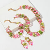 Green Pink Acrylic Color Transparent Gradient Jewelry Set