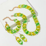 Green Acrylic Color Transparent Gradient Jewelry Set