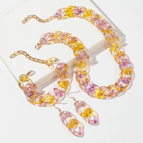 Yellow Acrylic Color Transparent Gradient Jewelry Set