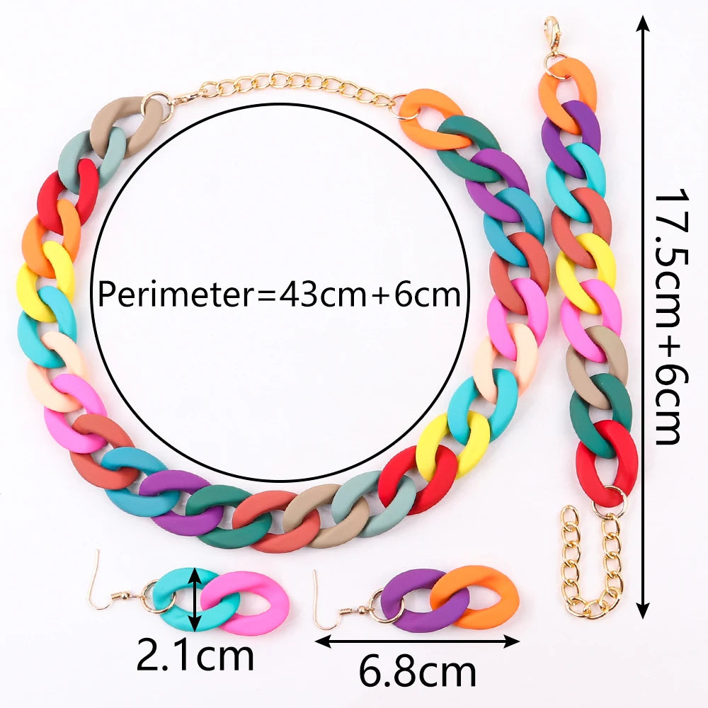 Size of Acrylic Colorful Chunky Necklace Set