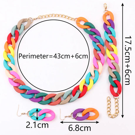 Size of Acrylic Colorful Chunky Necklace Set