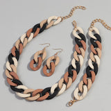 Black Beige Brown Acrylic Colorful Chunky Necklace Set