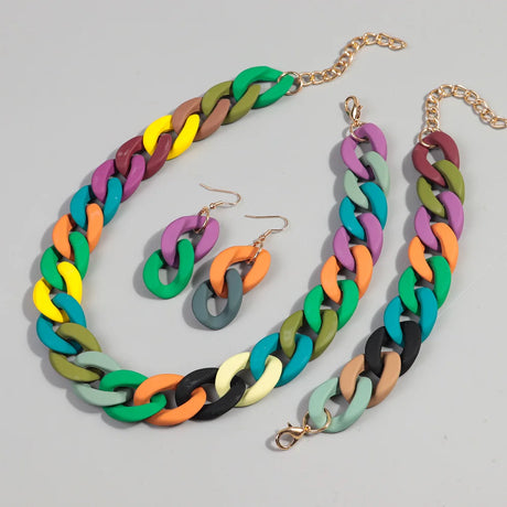 Acrylic Colorful Chunky Necklace Set
