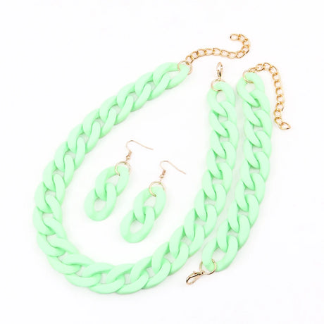 Light green Acrylic Chunky Necklace Set