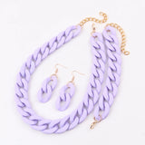 Acrylic Purple Chunky Necklace Set