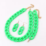 Acrylic Green Chunky Necklace Set