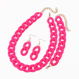 Acrylic Pink Chunky Necklace Set