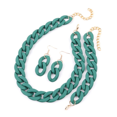 Acrylic Grey Chunky Necklace Set