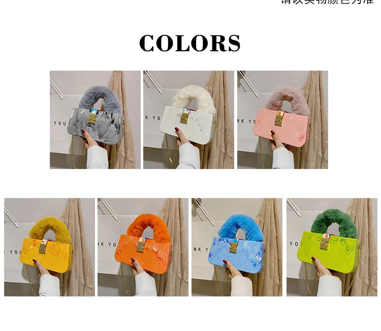 Collection of Acrylic Faux Fur Shoulder Bag