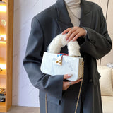 White Acrylic Faux Fur Shoulder Bag