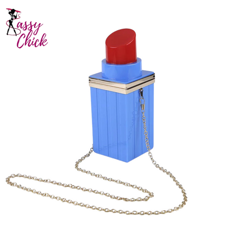 Acrylic Lipstick Shaped Shoulder Bag Sassy Chick Logo