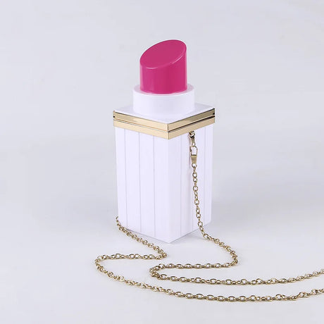 White Acrylic Lipstick Shaped Shoulder Bag