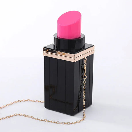 Black Acrylic Lipstick Shaped Shoulder Bag