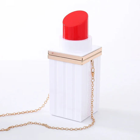 White Acrylic Lipstick Shaped Shoulder Bag