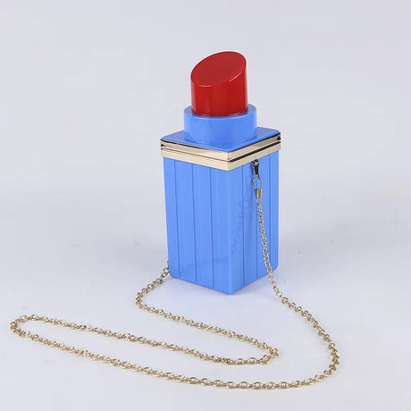 Blue Acrylic Lipstick Shaped Shoulder Bag