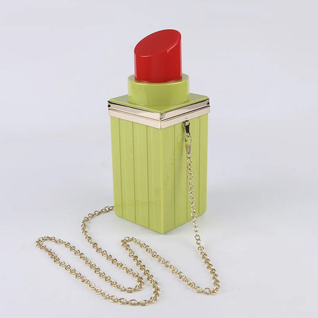 Green Acrylic Lipstick Shaped Shoulder Bag