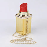 Gold Acrylic Lipstick Shaped Shoulder Bag