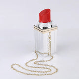 White Acrylic Lipstick Shaped Shoulder Bag