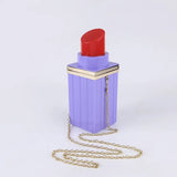Purple Acrylic Lipstick Shaped Shoulder Bag