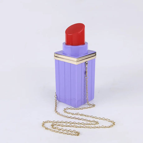 Purple Acrylic Lipstick Shaped Shoulder Bag